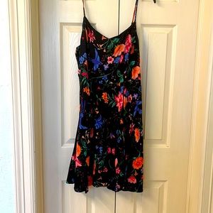 NWT black floral mini dress, size Large